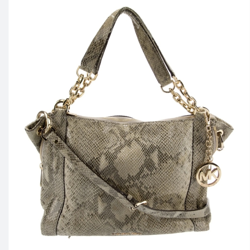 Michael Kors Stanthorpe Gray Python Leather Large… - image 1